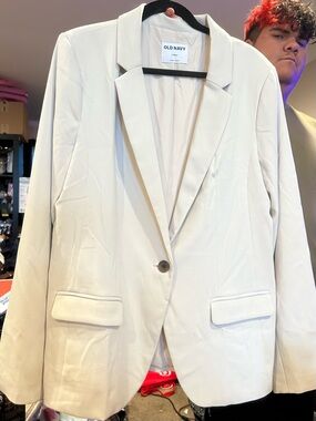 Old Navy Women's Light Cream Single-Button Blazer